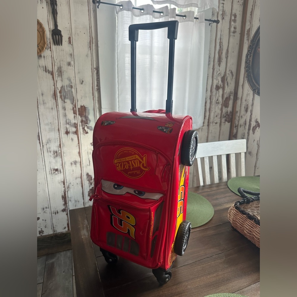 Kids Red Lightning McQueen Rolling Suitcase